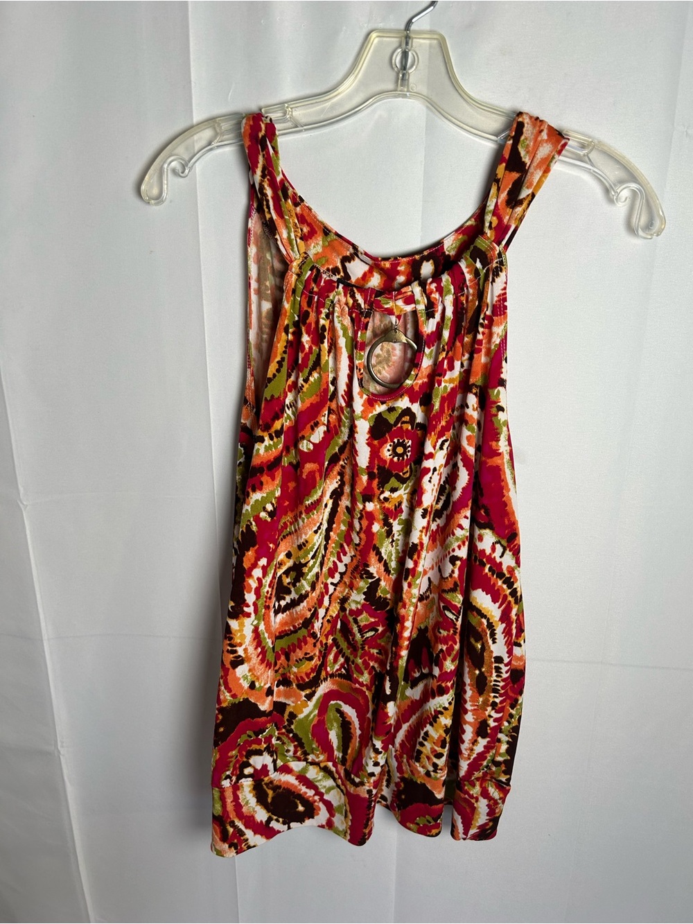 Paisley Print Sleeveless Camisole - Red/Orange